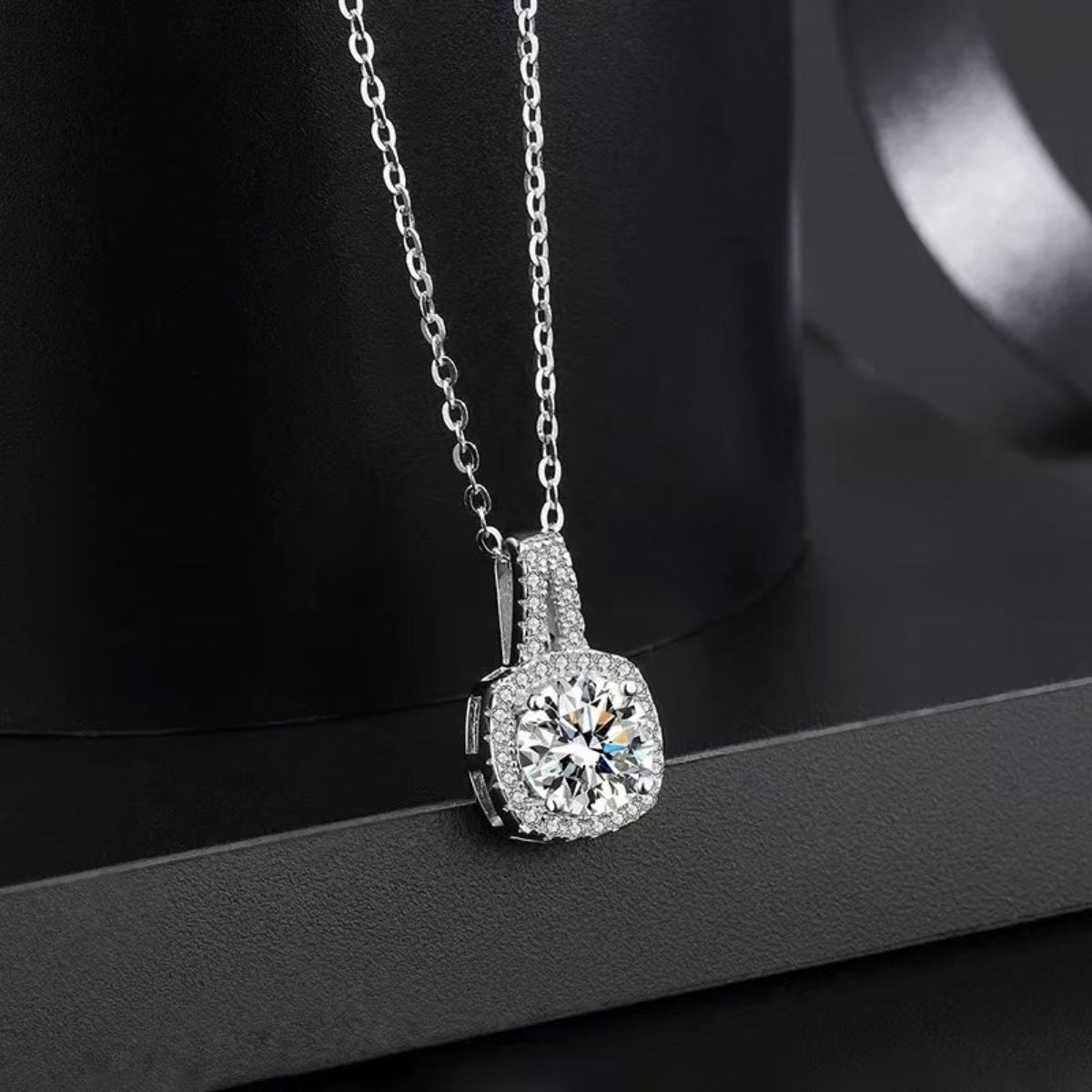1 Carat Moissanite 925 Sterling Silver Pendant Necklace