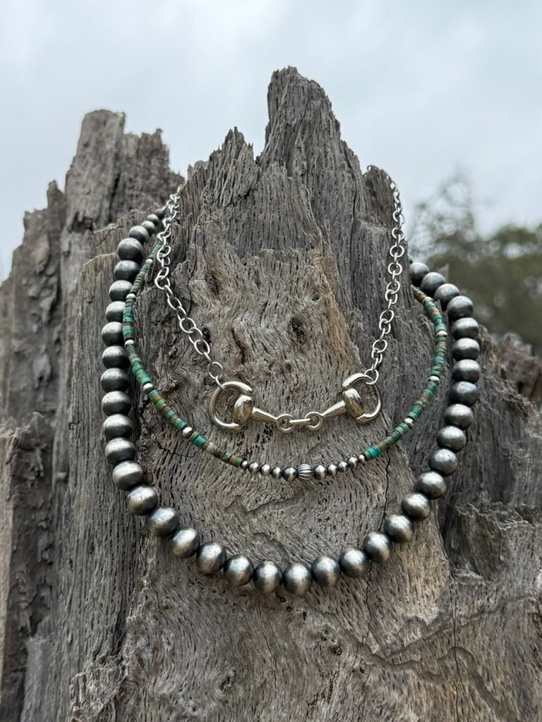 3-pc Necklace Stack: Snaffle Bit & Turquoise Heishi Bundle