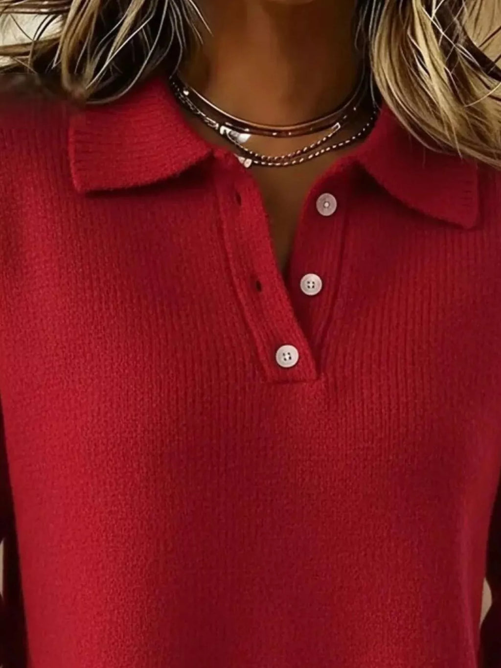 Full Size Button Detail Drop Shoulder Sweater Plus Size