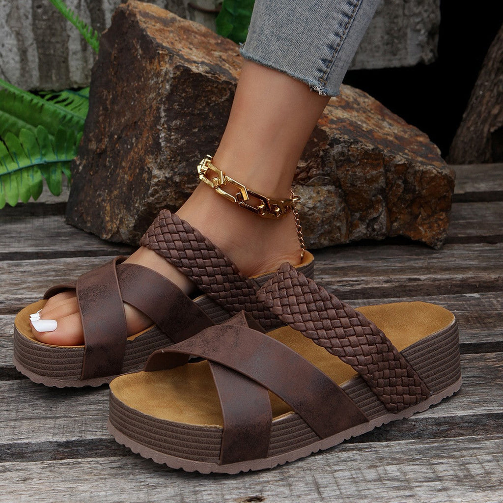 Braided Strap Platform Sandals