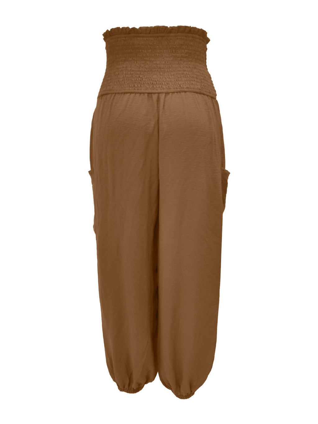 Full Size Smocked Waist Harem Pants with Pockets Plus Size