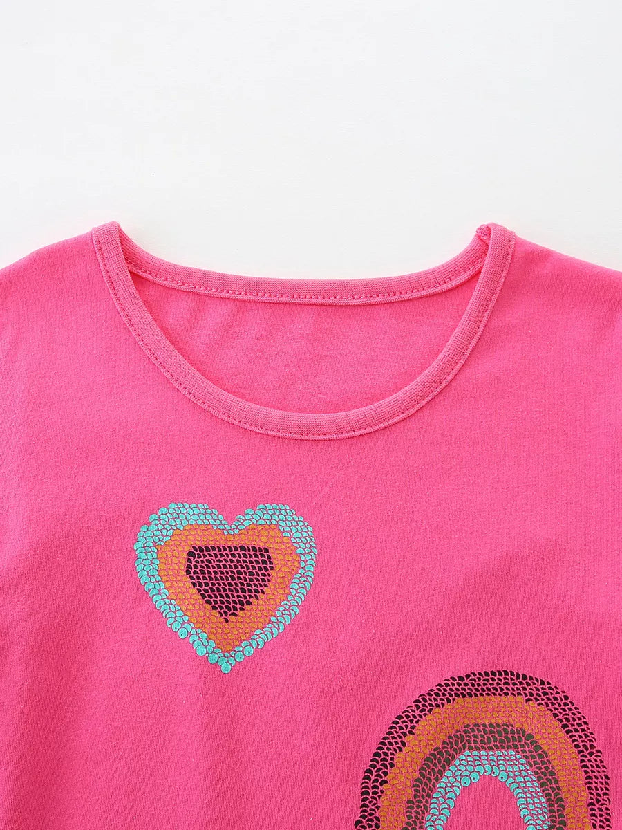 Children's Heart & Rainbow Round Neck Tee