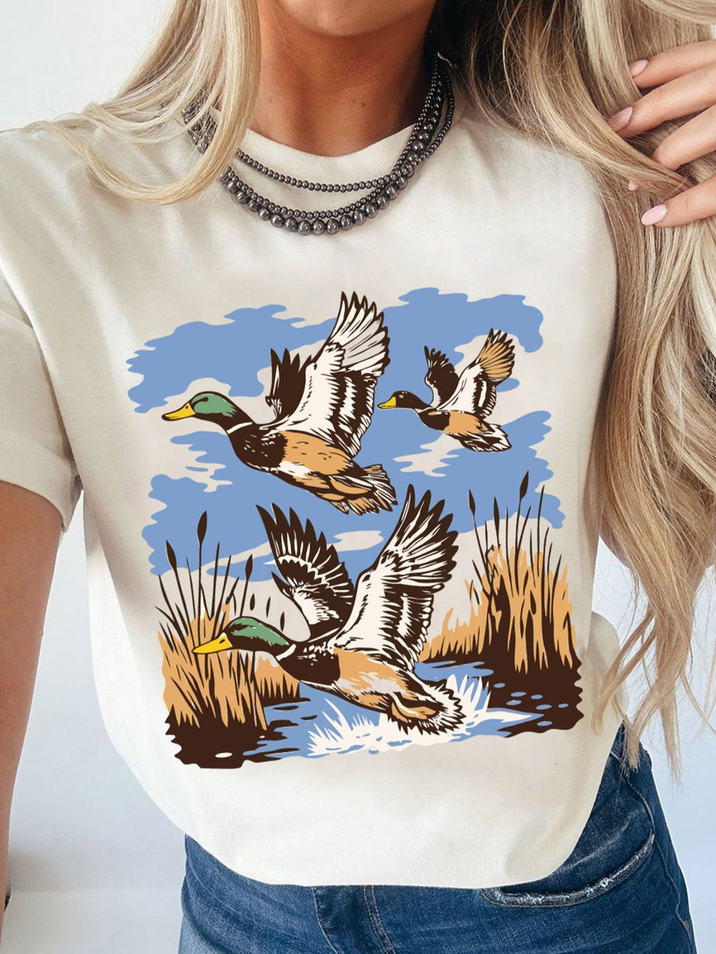 Wild Duck Graphic Round Neck Tee