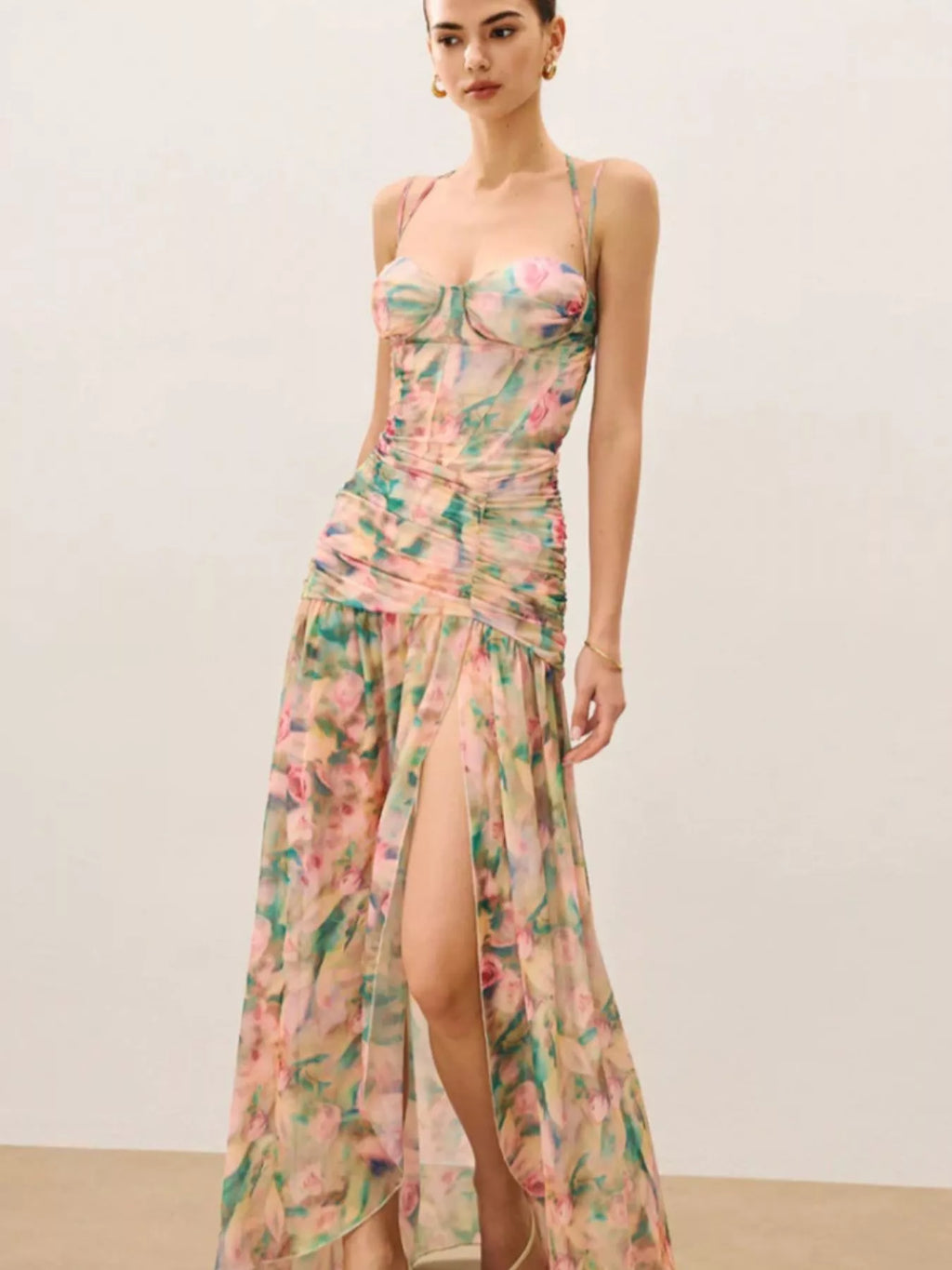 Sweetheart Neck Slit Maxi Dress