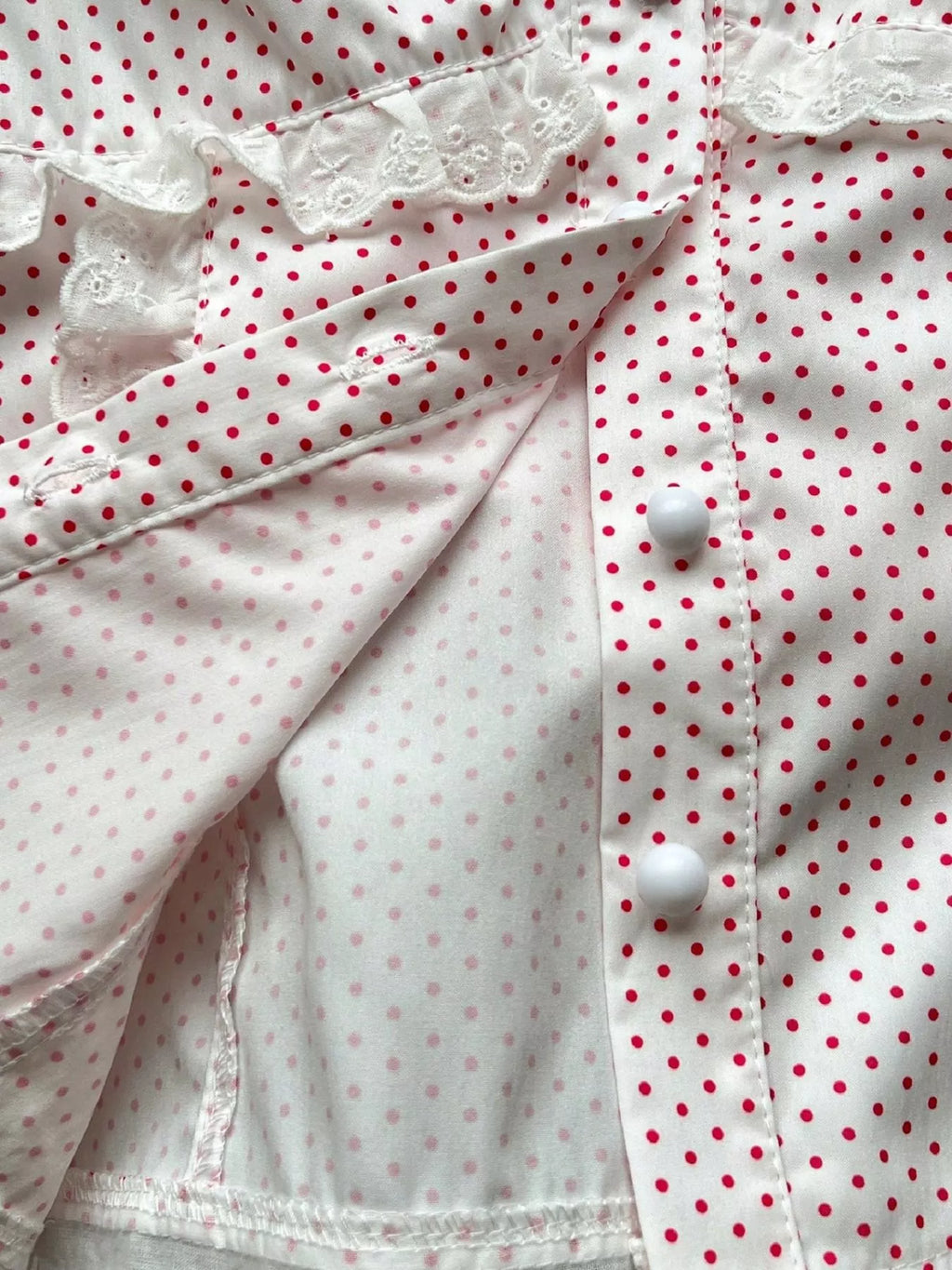 Polka Dot Lace Trim Blouse