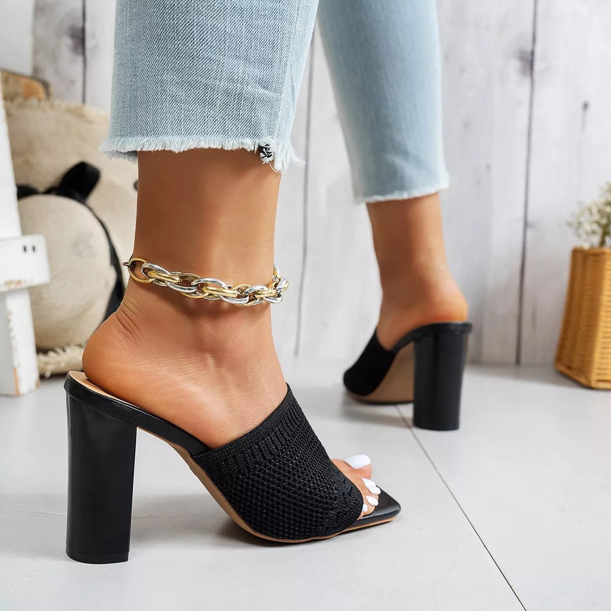 Open Toe Block Heels Sandals