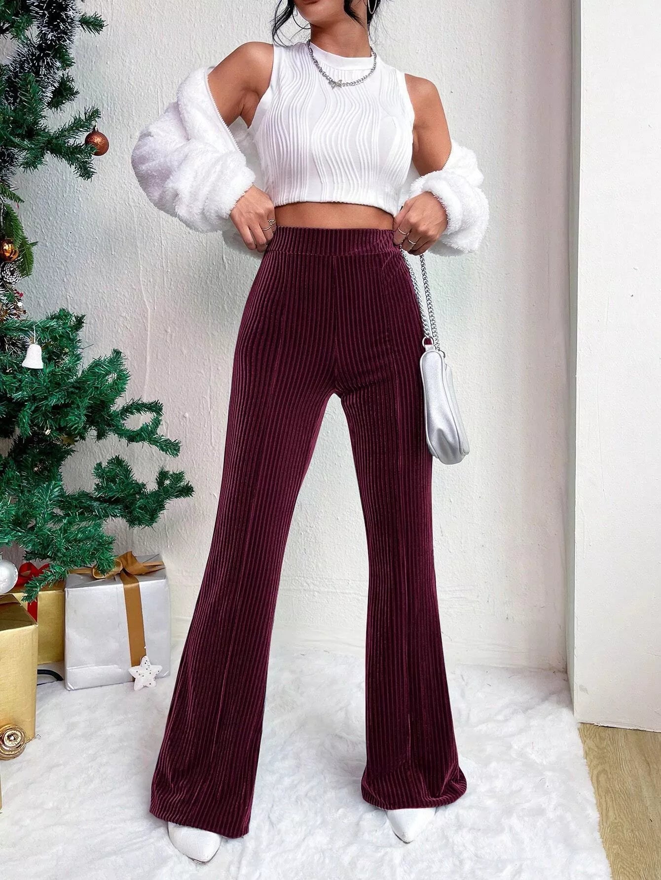 Corduroy High Waist Flare Pants