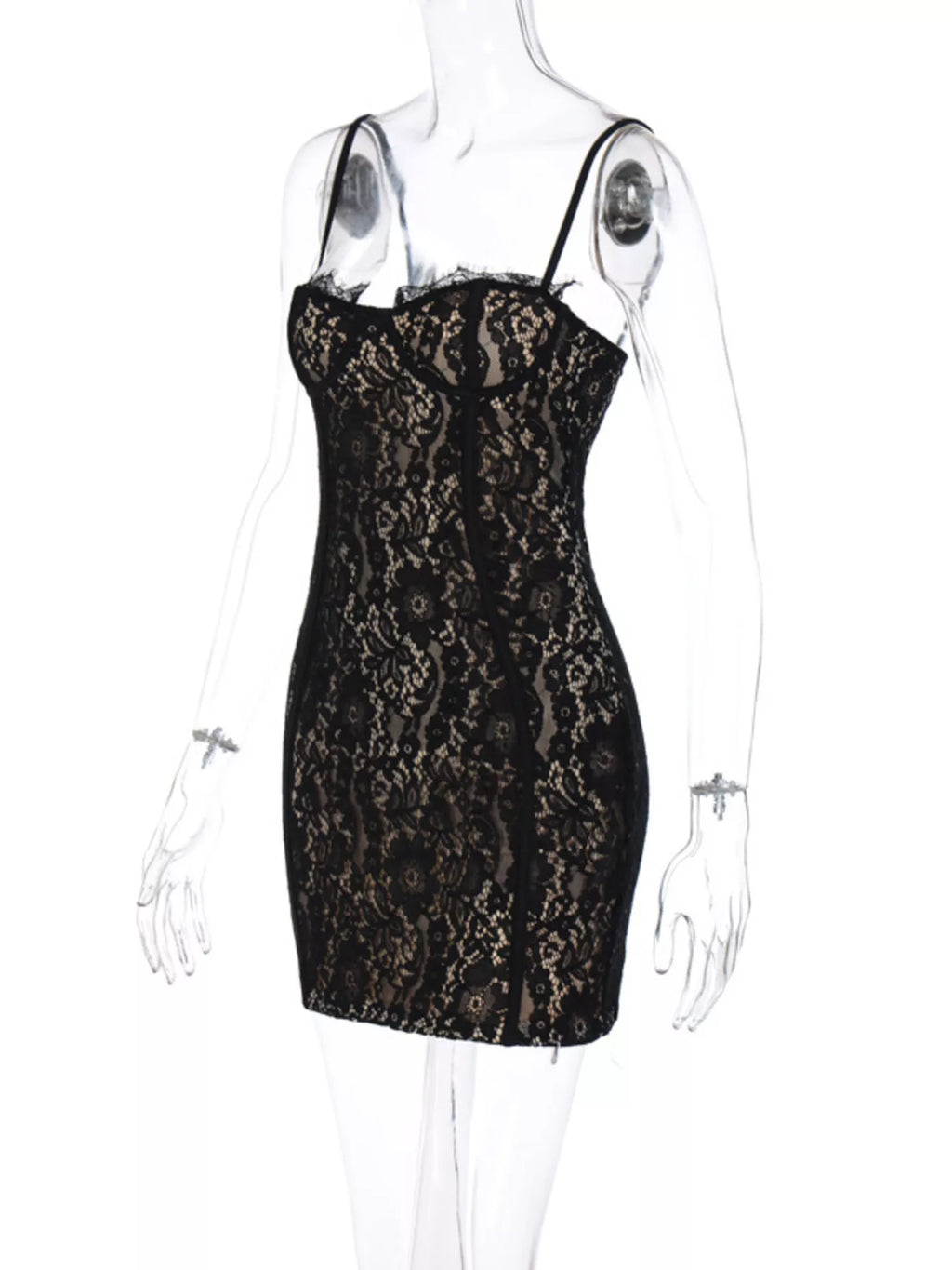 Lace Spaghetti Strap Mini Dress