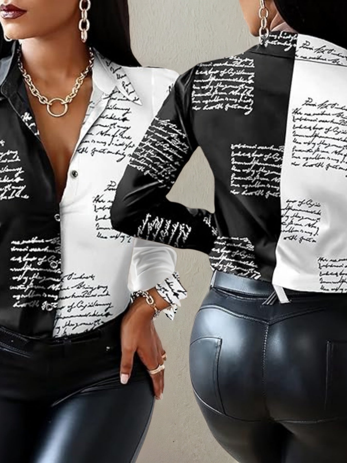 Women’s Floral Print Long Sleeve Shirt – Casual Colorful Loose Blouse