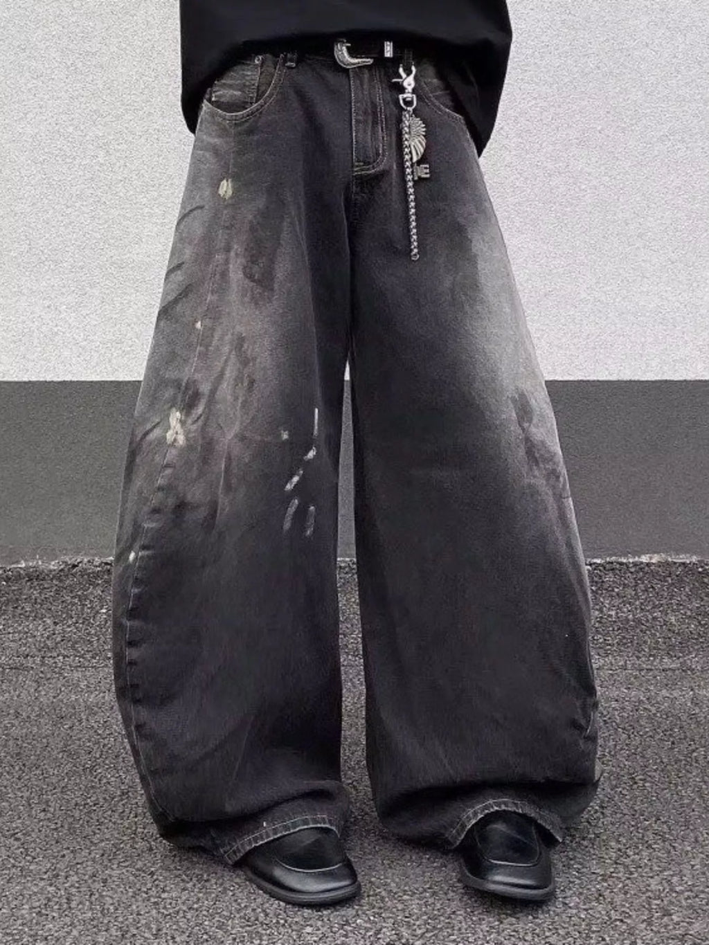 Men's Full Size Wide Leg Distressed Jeans Plus Size