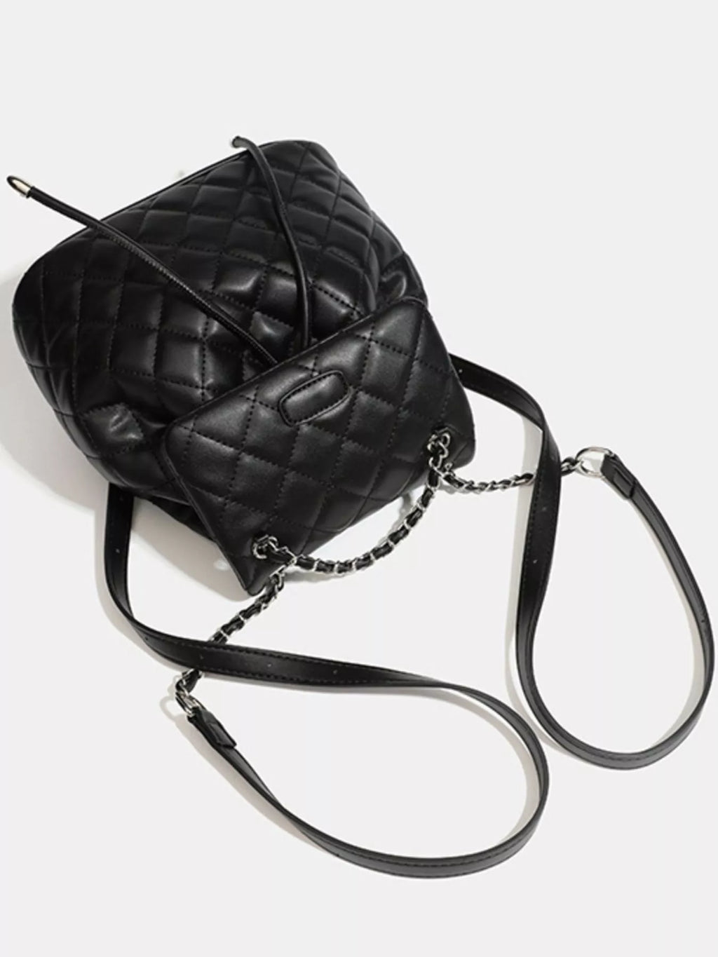 Quilted Chain Flap Backpack Bag