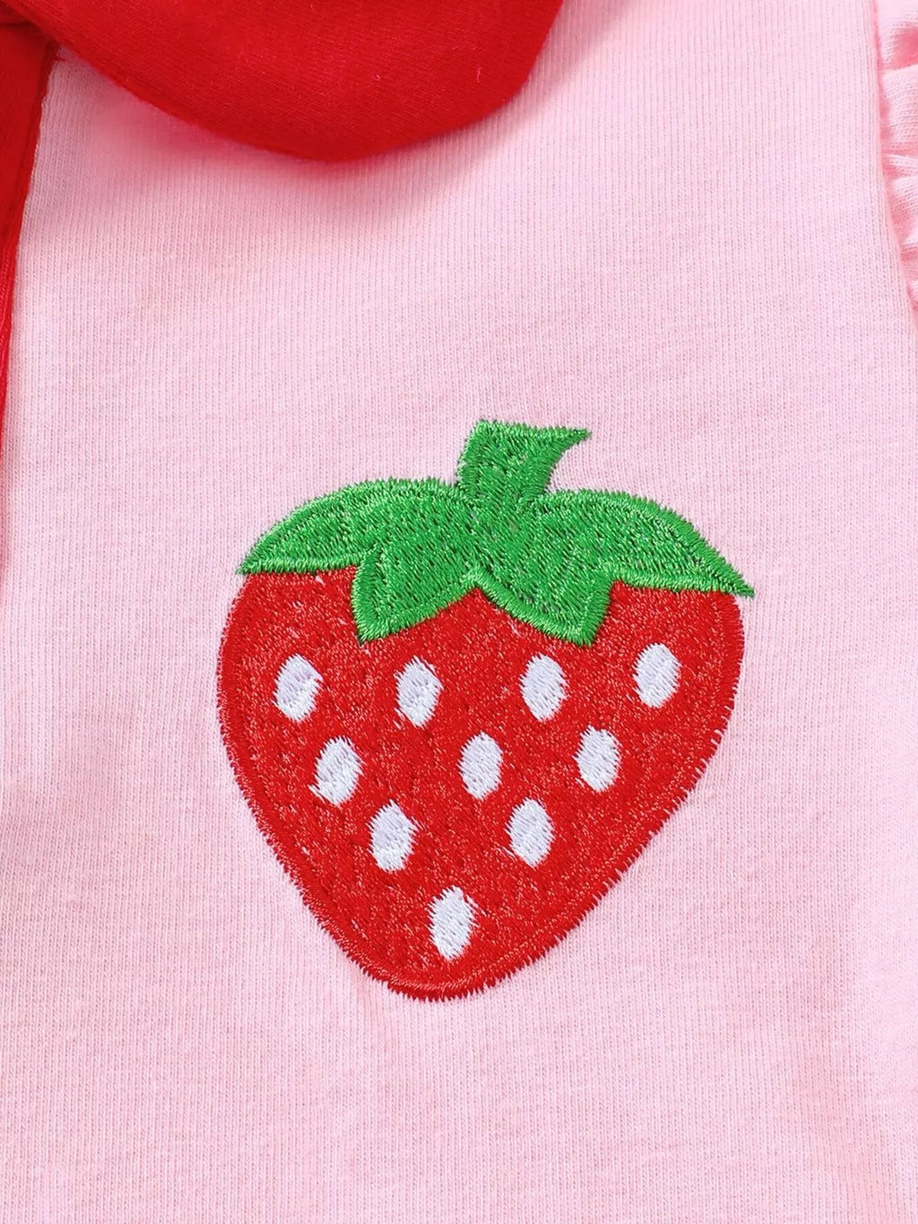 Children's Strawberry Embroidered Polo & Denim Skirt Set