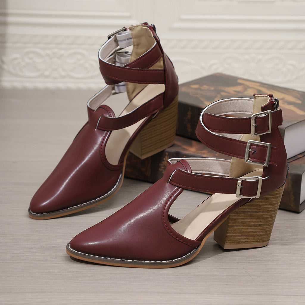 Point Toe Block Heels Pumps