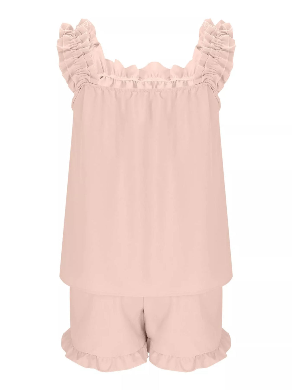 Ruffle Trim Sleeveless Top and Shorts Set