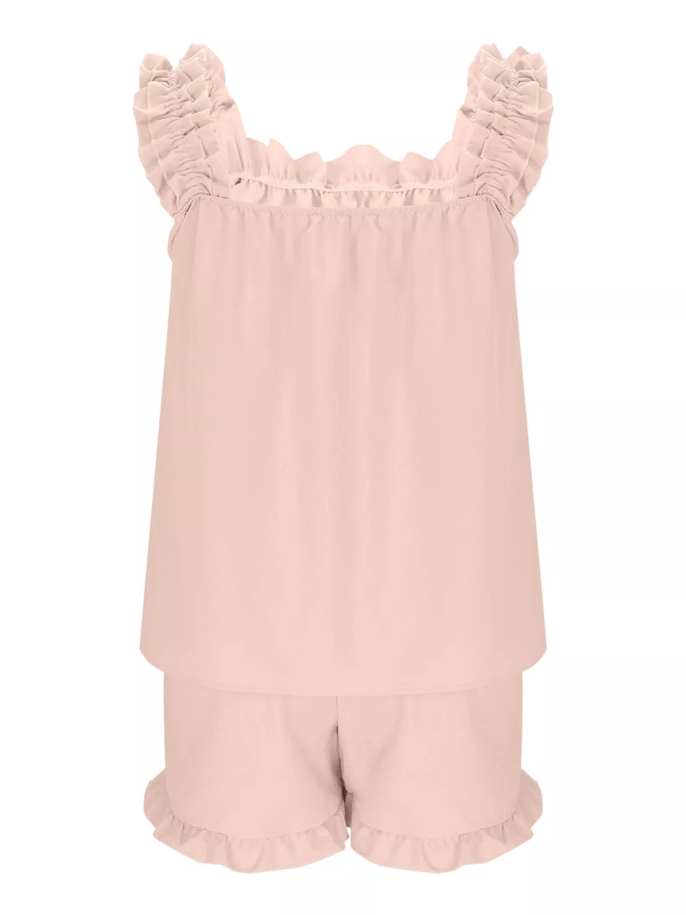 Ruffle Trim Sleeveless Top and Shorts Set