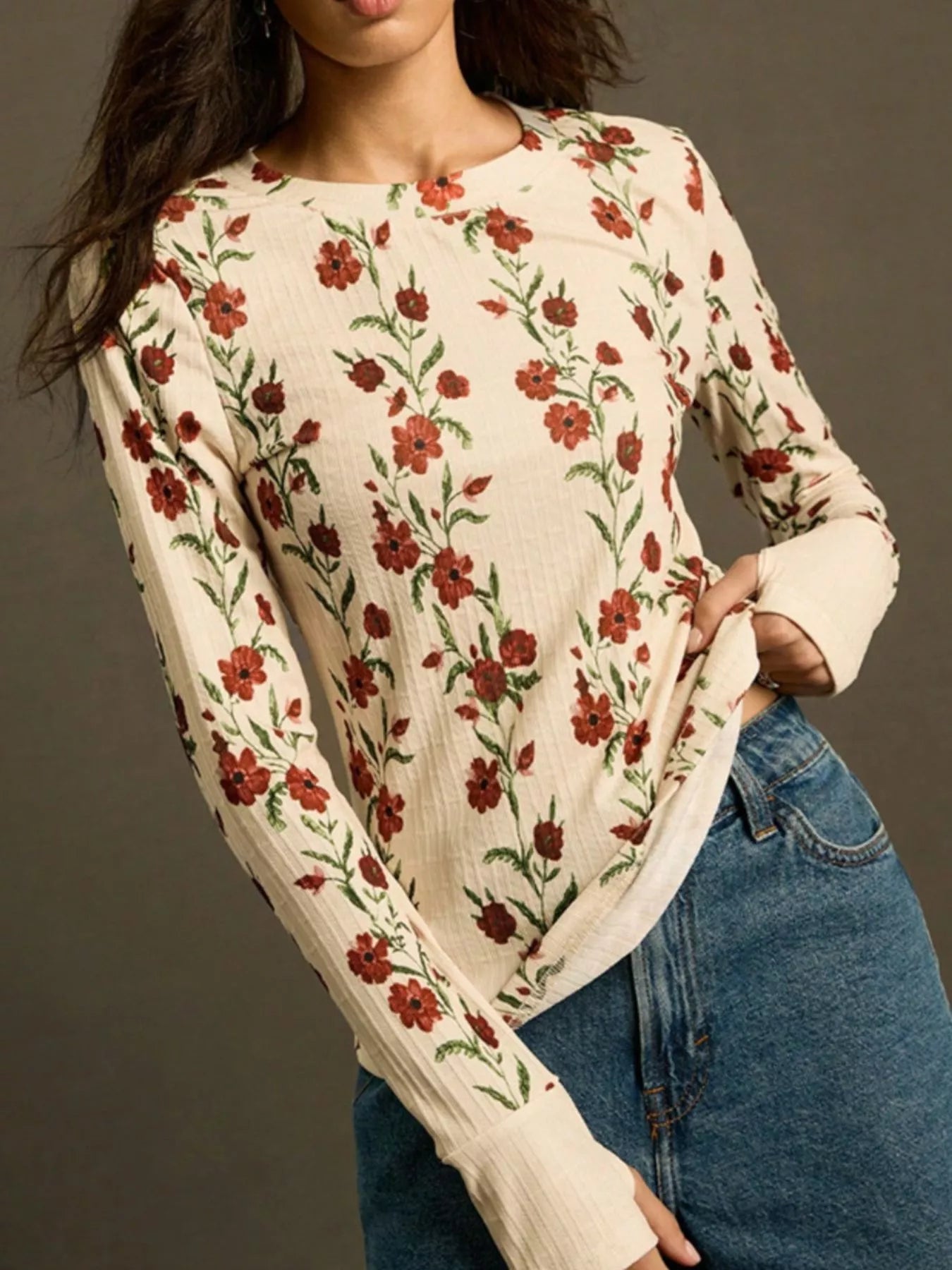 Floral Print Long Sleeve T-Shirt