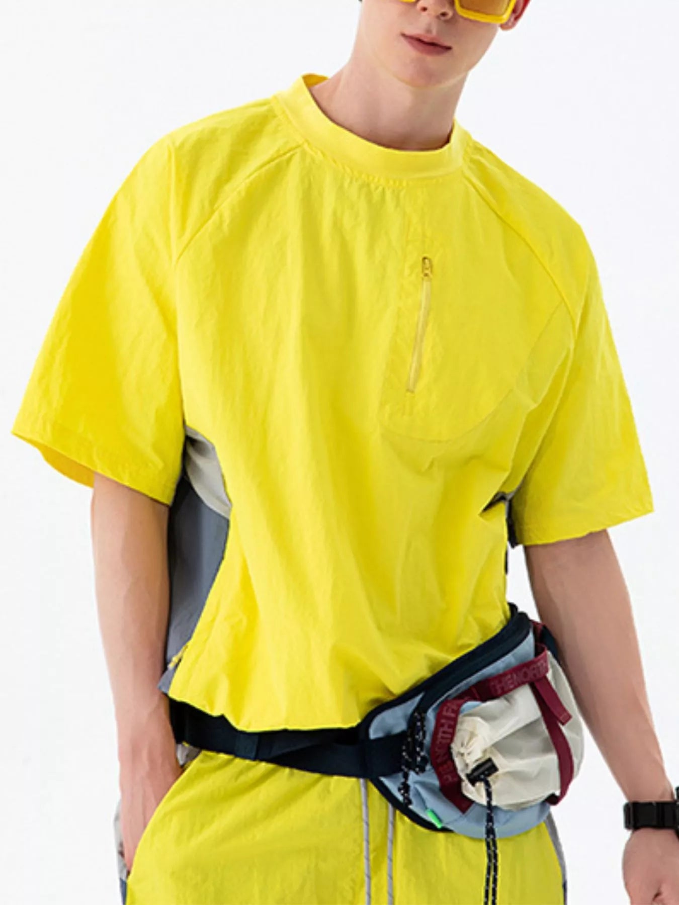 Men's Contrast Round Neck Short Sleeve T-Shirt
