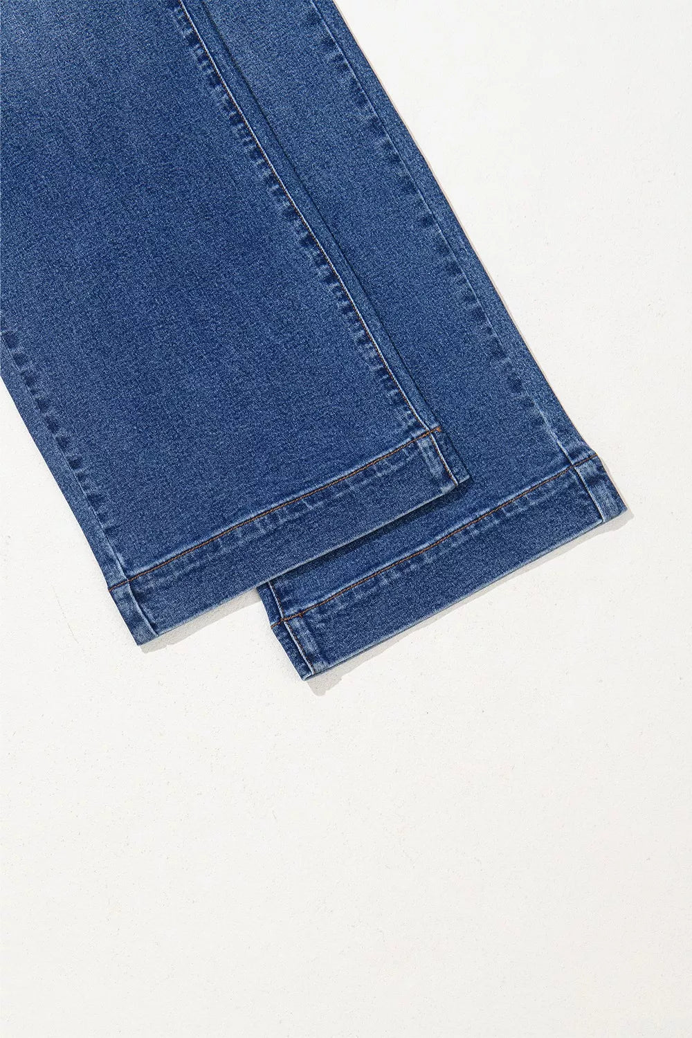Double Button Zip Fly Straight Leg Jeans