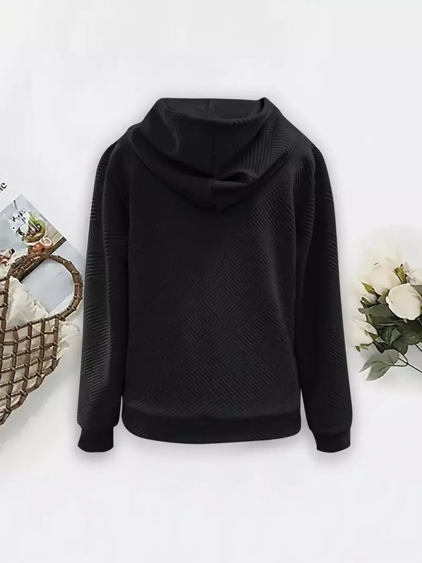 Textured Zip-Up Hooded Jacket
