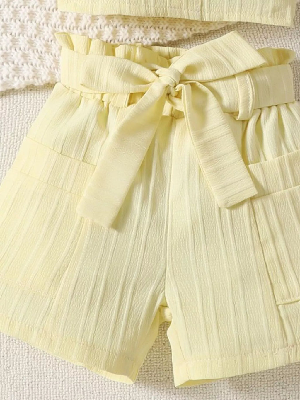 Children's Ribbed Ruffle Trim Top & Shorts Set