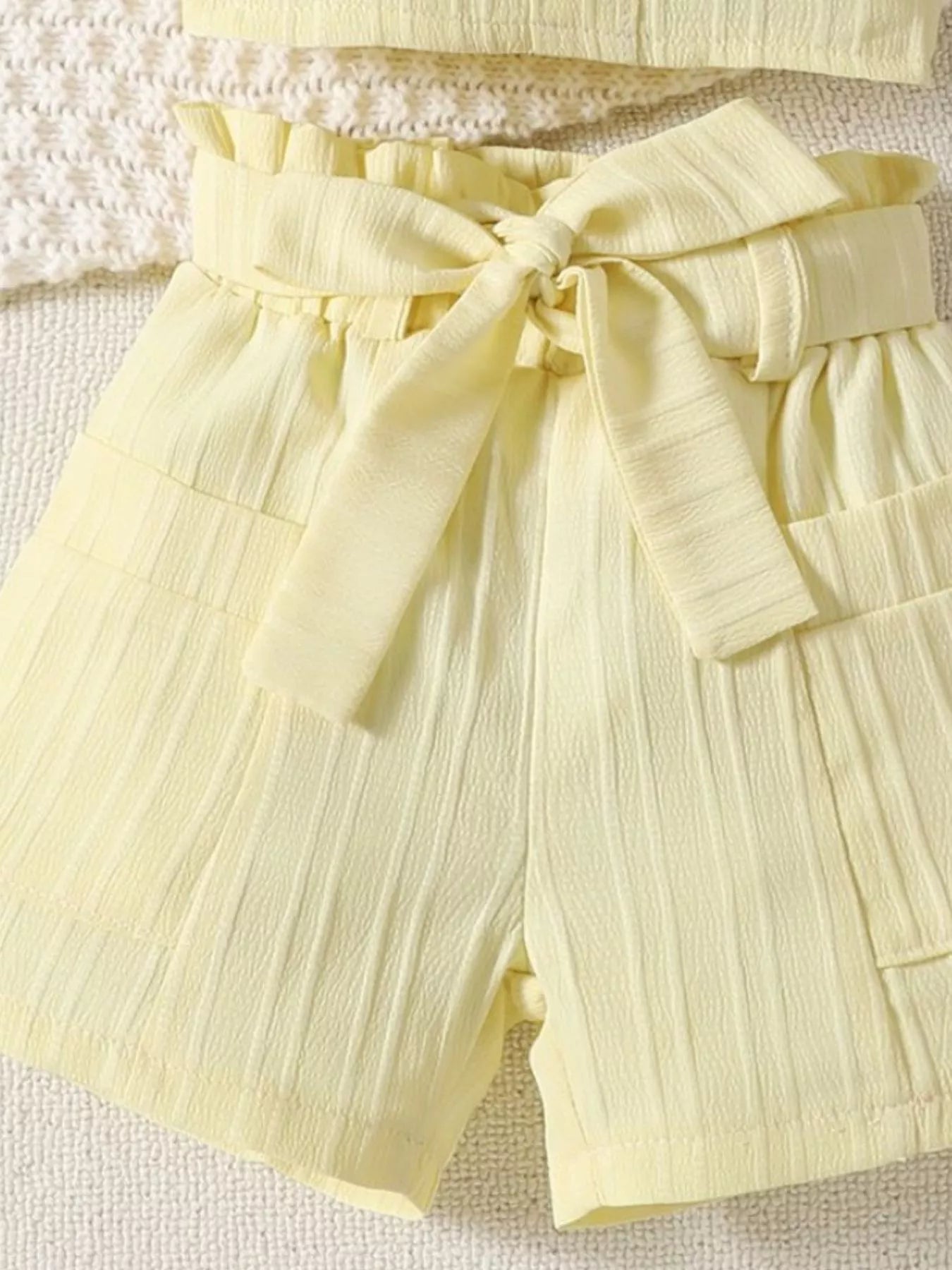 Children's Ribbed Ruffle Trim Top & Shorts Set