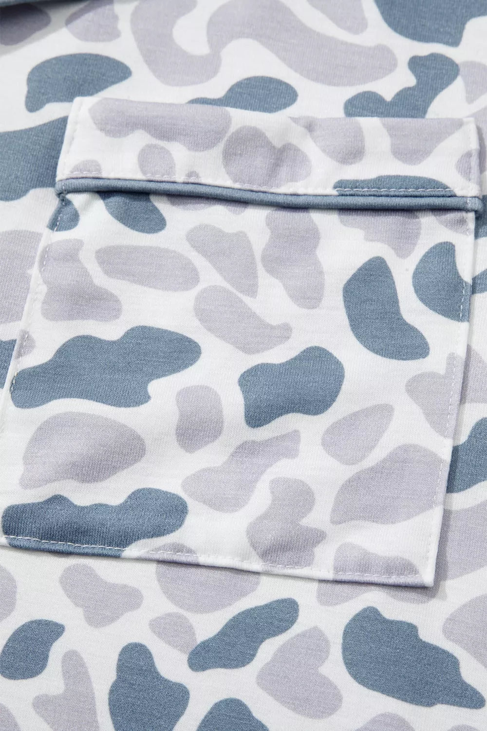 Camouflage Print Lapel Shirt Drawstring 2pcs Short Pajama Set