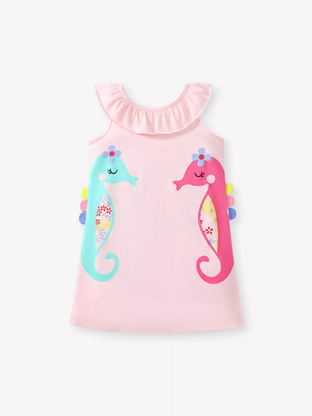 Children's Seahorse Ruffle Collar Sleeveless Dress