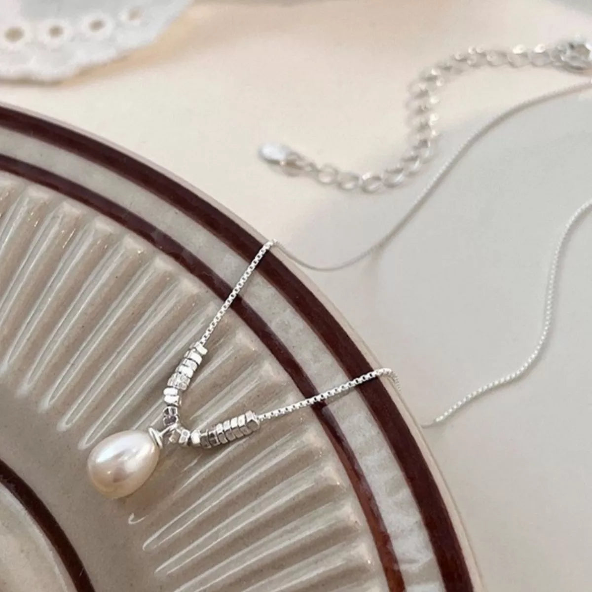 925 Sterling Silver Pearl Drop Necklace