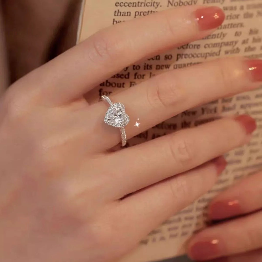 1 Carat Moissanite 925 Sterling Silver Heart Ring