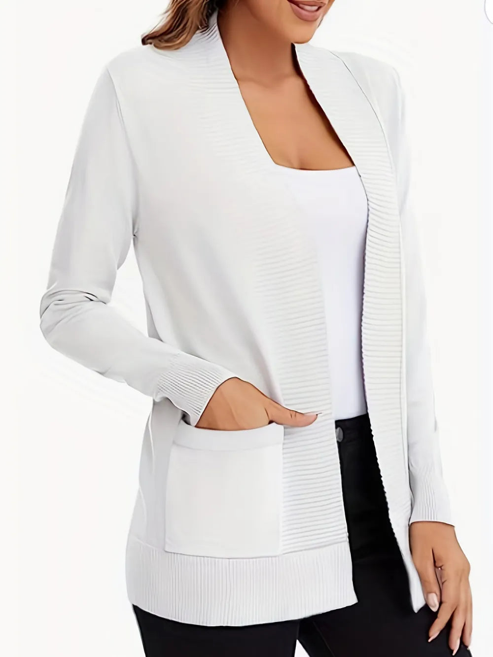 Open Front Long Sleeve Sweater Cardigan