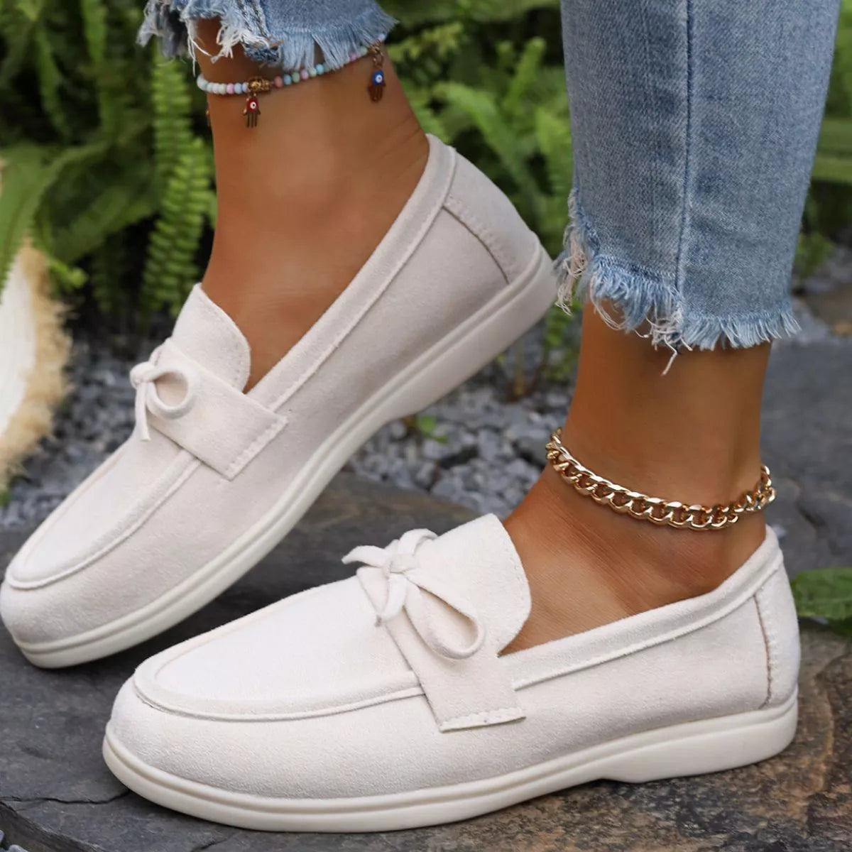 Bow Round Toe Slip-Ons