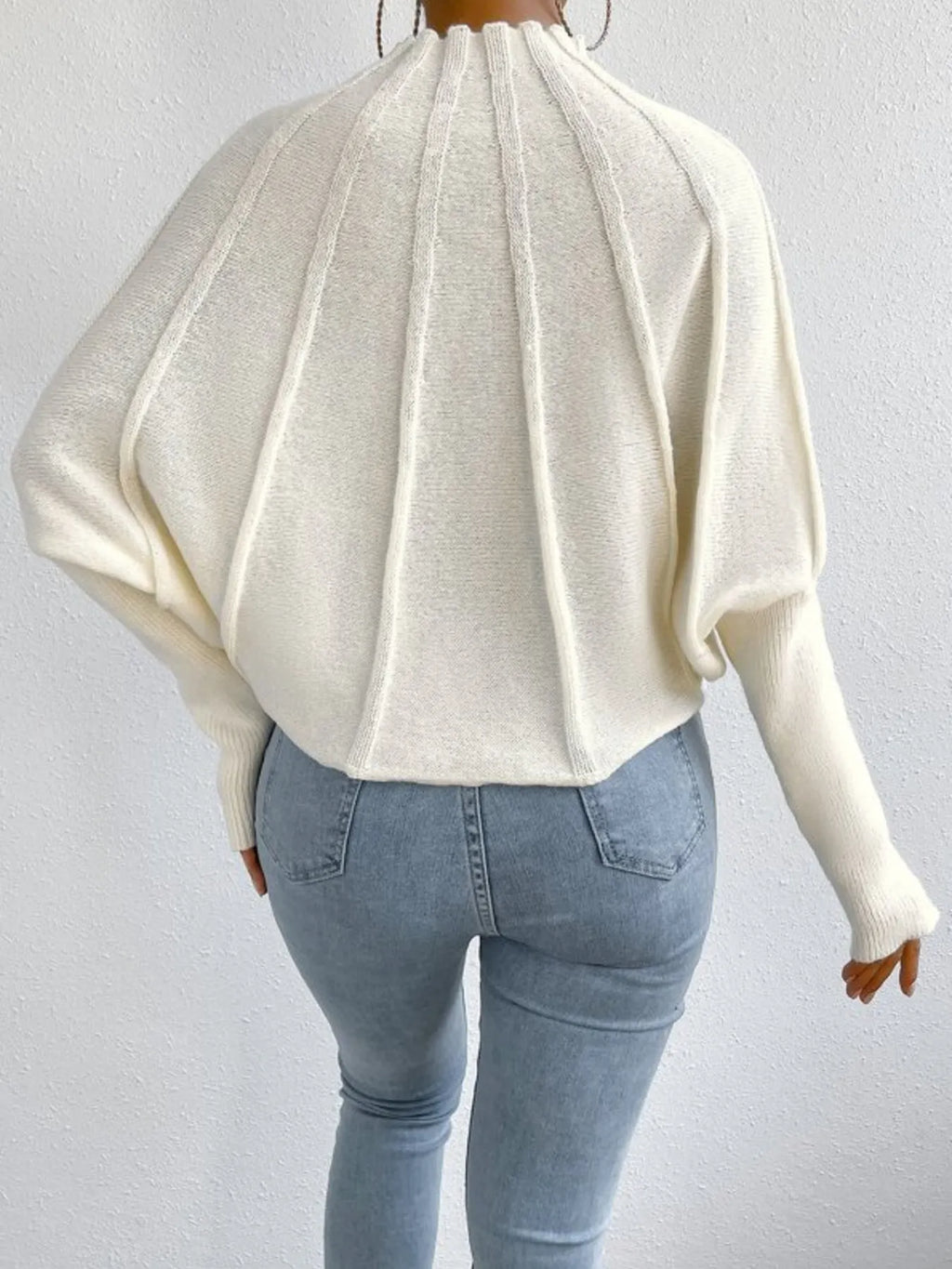 Mock Neck Ribbed Long Sleeve Sweater