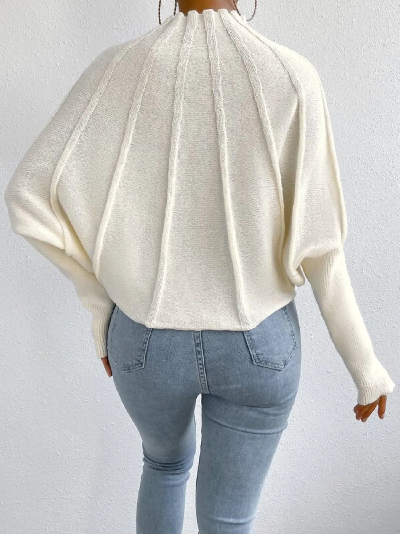 Mock Neck Ribbed Long Sleeve Sweater
