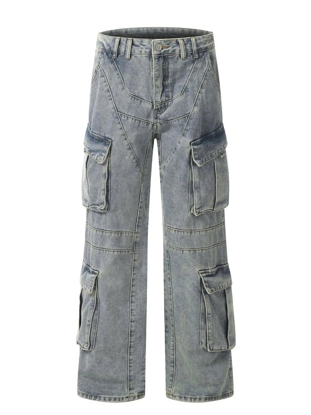 Men's Multi-Pocket Cargo Wide Leg Jeans