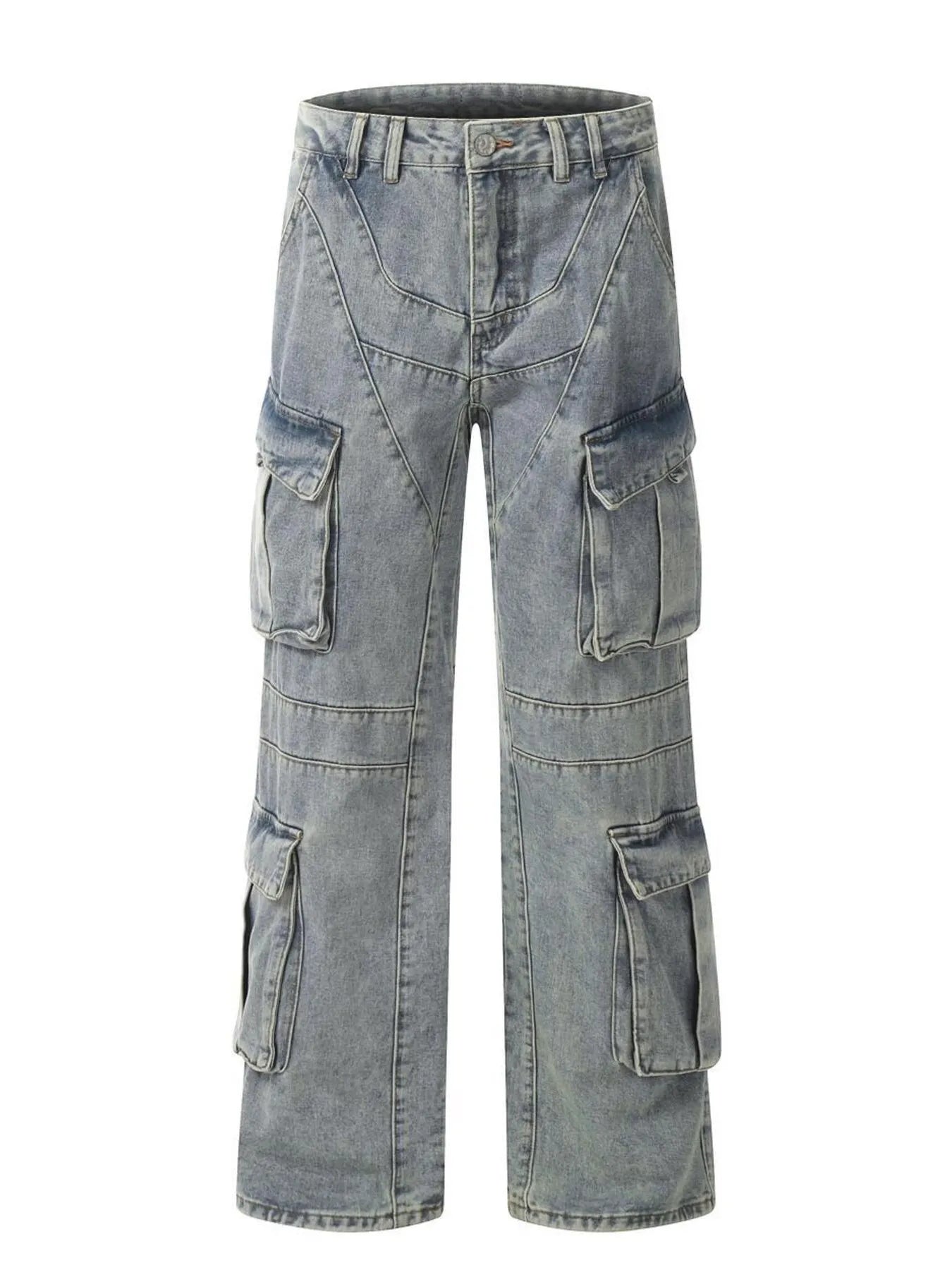 Men's Multi-Pocket Cargo Wide Leg Jeans