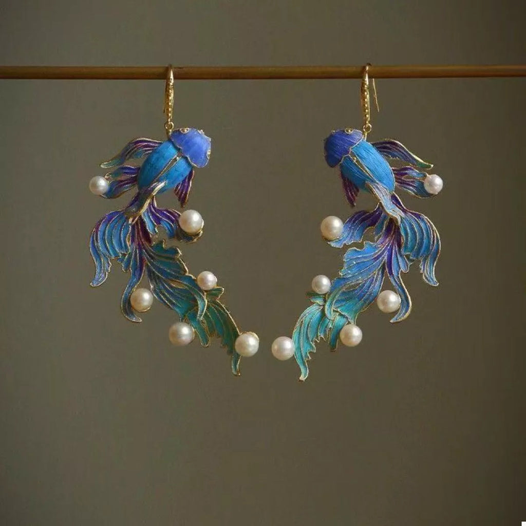Goldfish Pearl Dangle Earrings