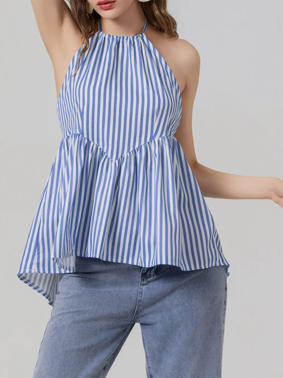 Striped Halter Neck Cami