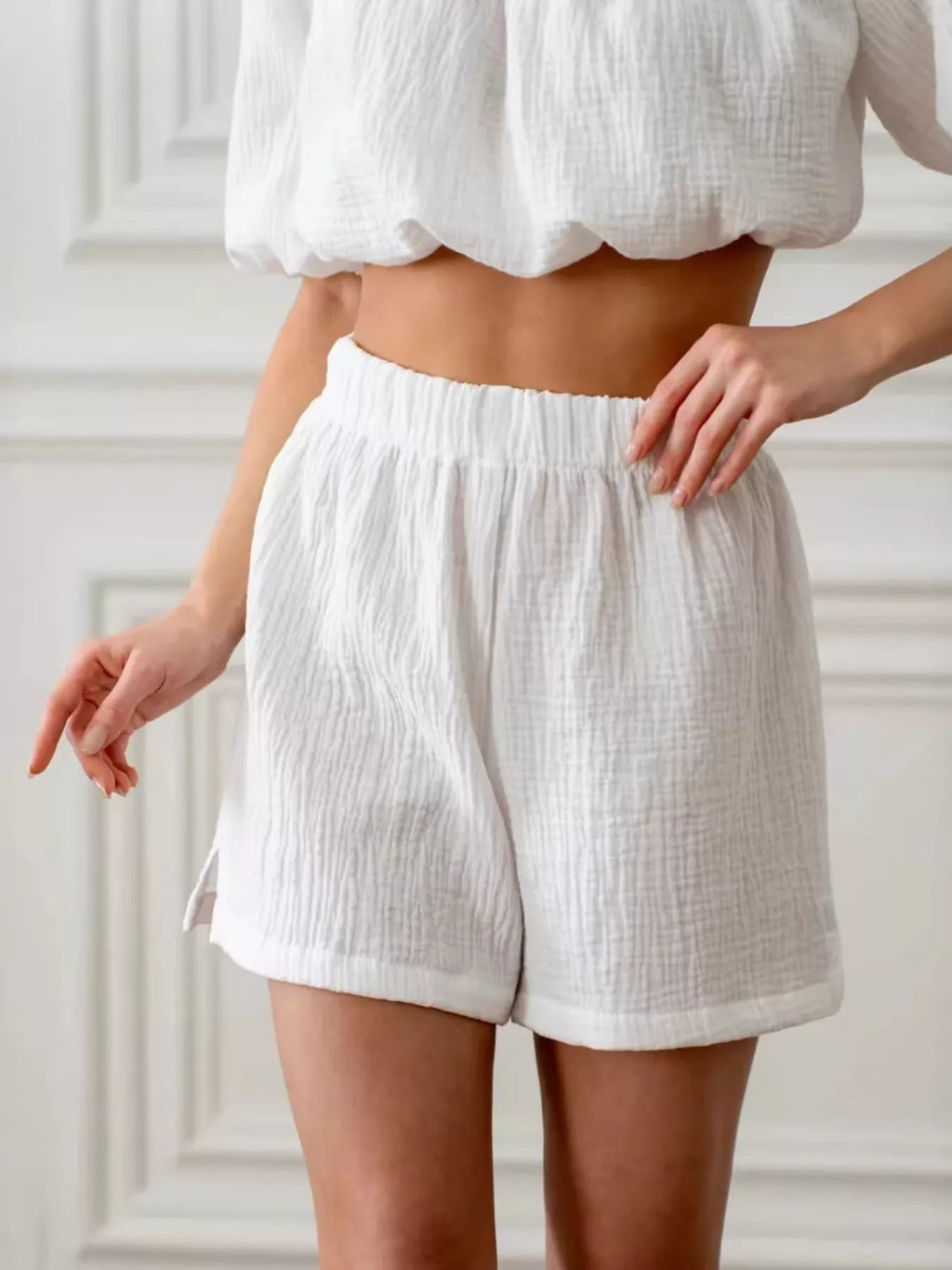 Off-Shoulder Cropped Top and Shorts Set
