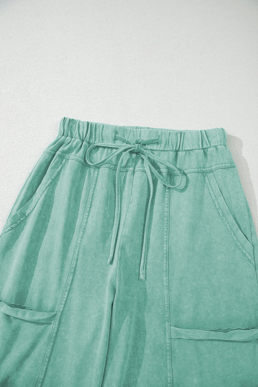 Mineral Wash Reverse Seam Drawstring Elastic Waist Pants