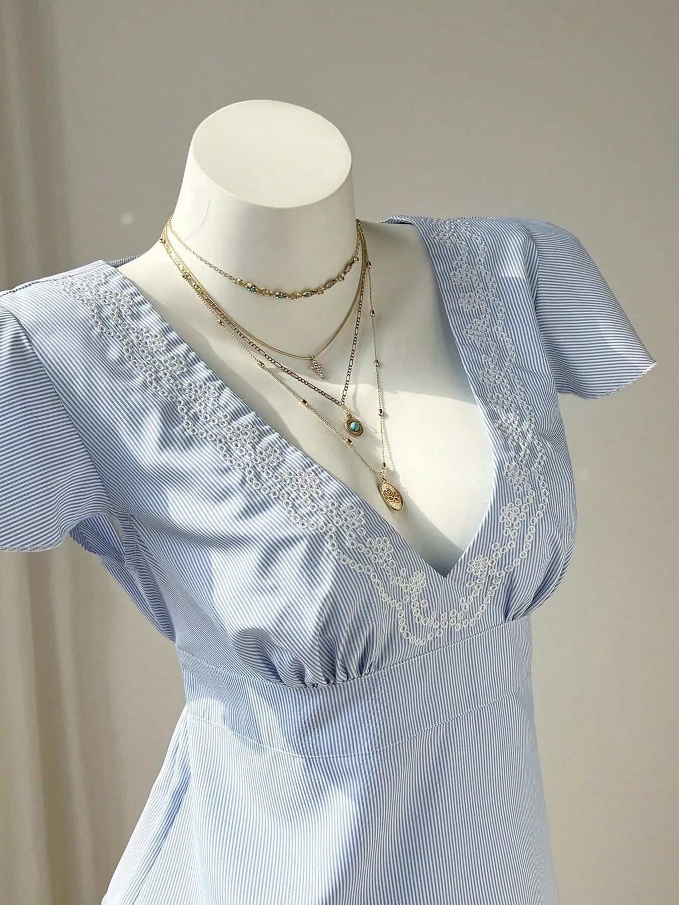 Lace Trim V-Neck Blouse