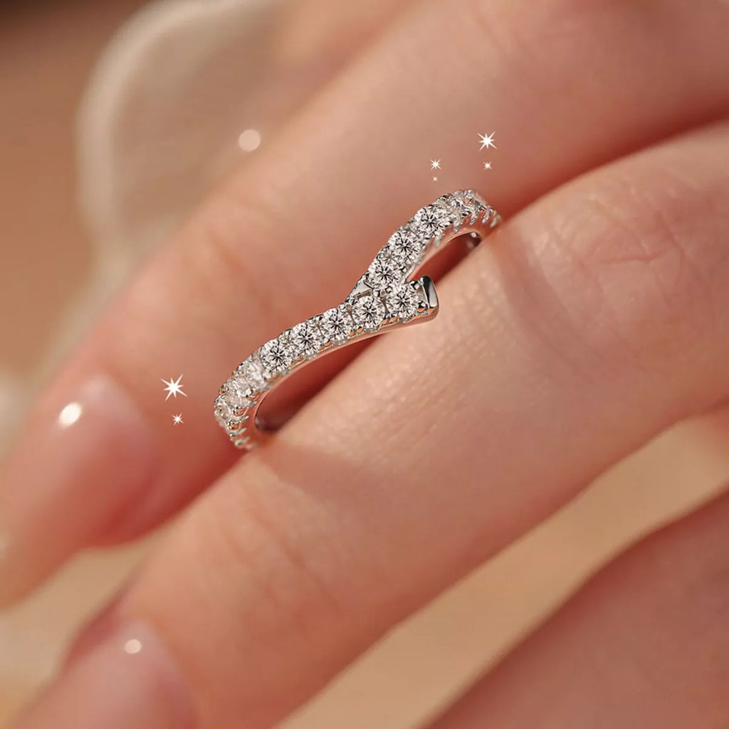925 Sterling Silver Moissanite Geometric Ring