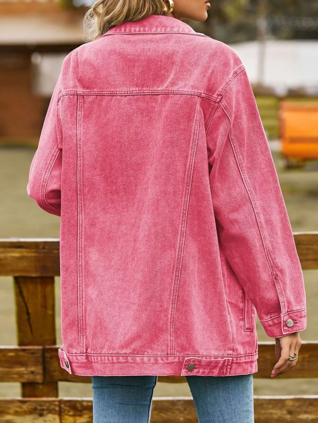 Button Down Washed Denim Jacket