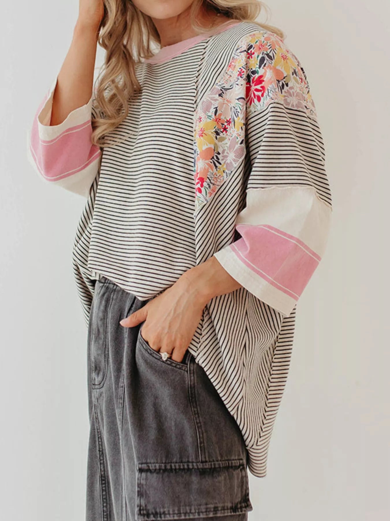 Striped Floral Long Sleeve T-Shirt