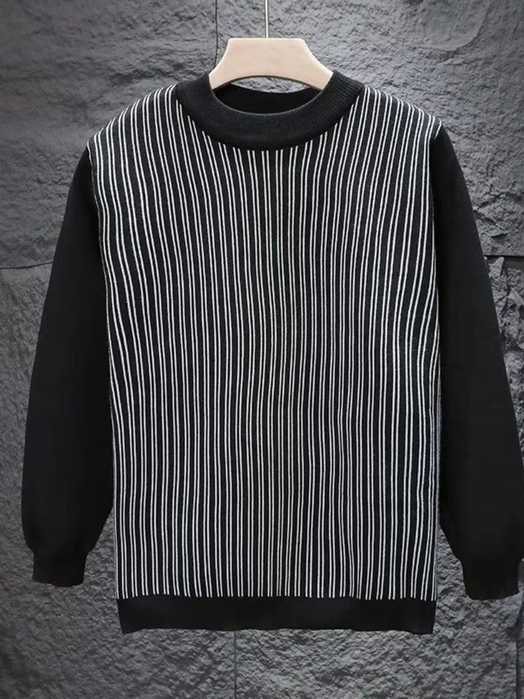 Men's Plus Size Striped Pattern Crew Neck Sweater
