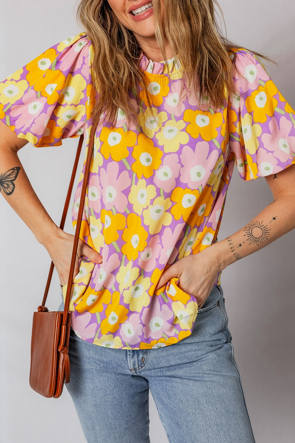Floral Print Puff Sleeve Blouse