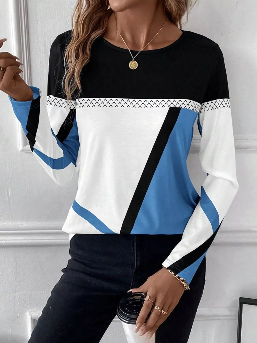 Color Block Long Sleeve T-Shirt