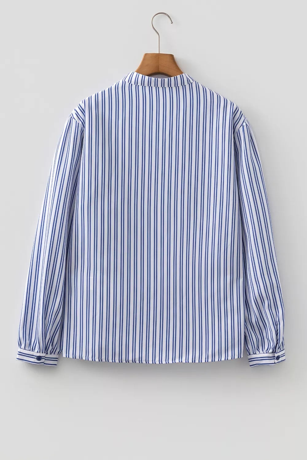 Stripe Embroidered Detail Button Front Long Sleeve Shirt