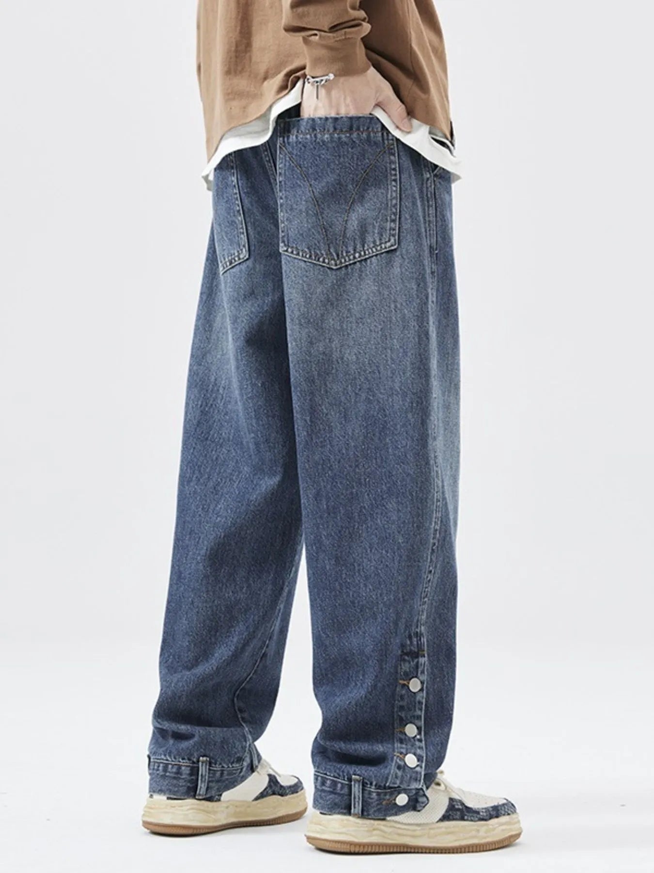 Men's Full Size Wide Leg Relaxed Fit Jeans Plus size