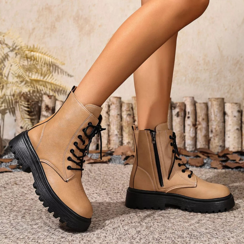 Lace-Up Ankle Combat Boots