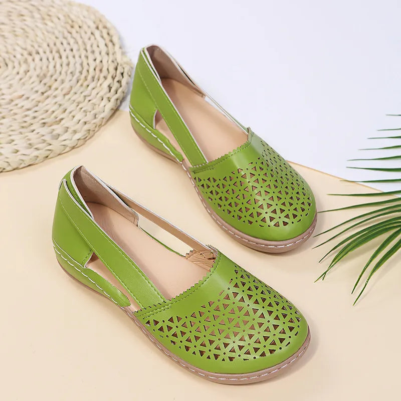 Cutout Round Toe Slip-Ons
